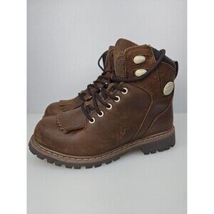 Oliver Steel Toe Saftey Leather Work Boots Lace-Up Women's Size 5 Brown